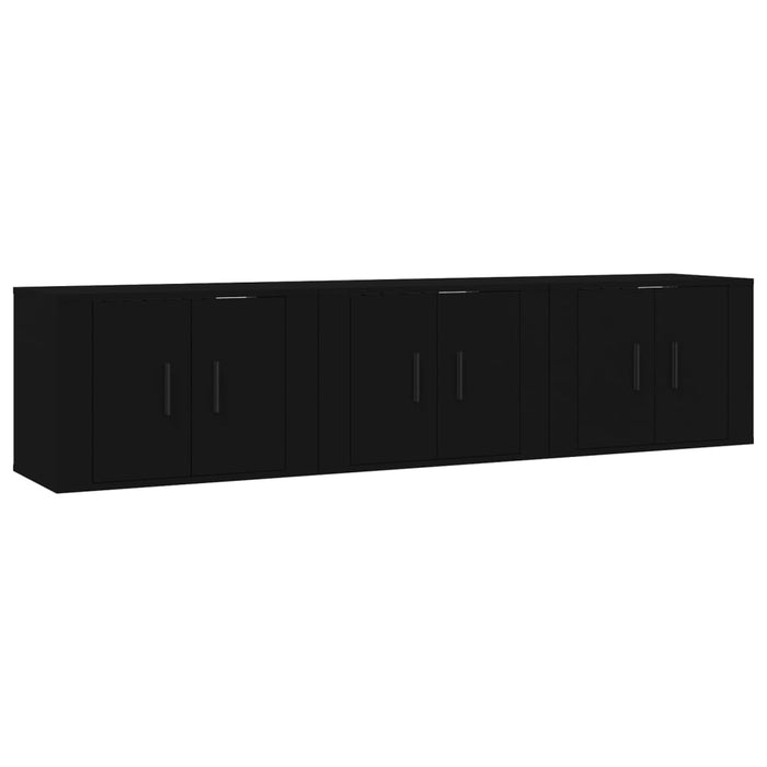 Dulapuri TV montate pe perete, 3 buc., negru, 57x34,5x40 cm WALTI