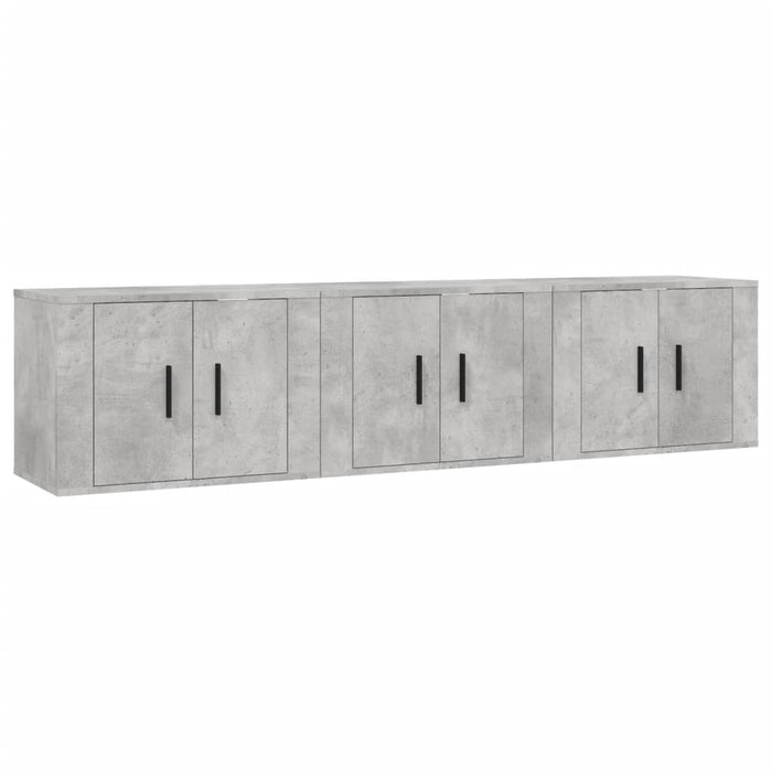 Dulapuri TV montate pe perete, 3 buc., gri beton, 57x34,5x40 cm WALTI