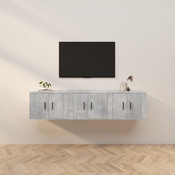 Dulapuri TV montate pe perete, 3 buc., gri beton, 57x34,5x40 cm WALTI