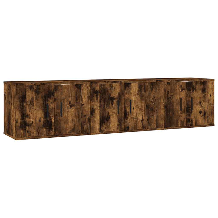 Dulapuri TV montate pe perete 3 buc stejar afumat, 57x34,5x40cm WALTI