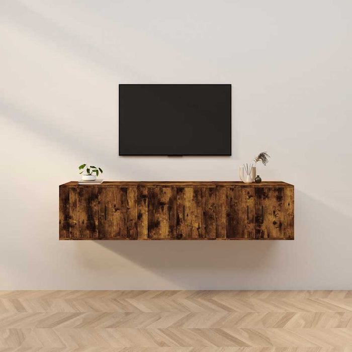 Dulapuri TV montate pe perete 3 buc stejar afumat, 57x34,5x40cm WALTI
