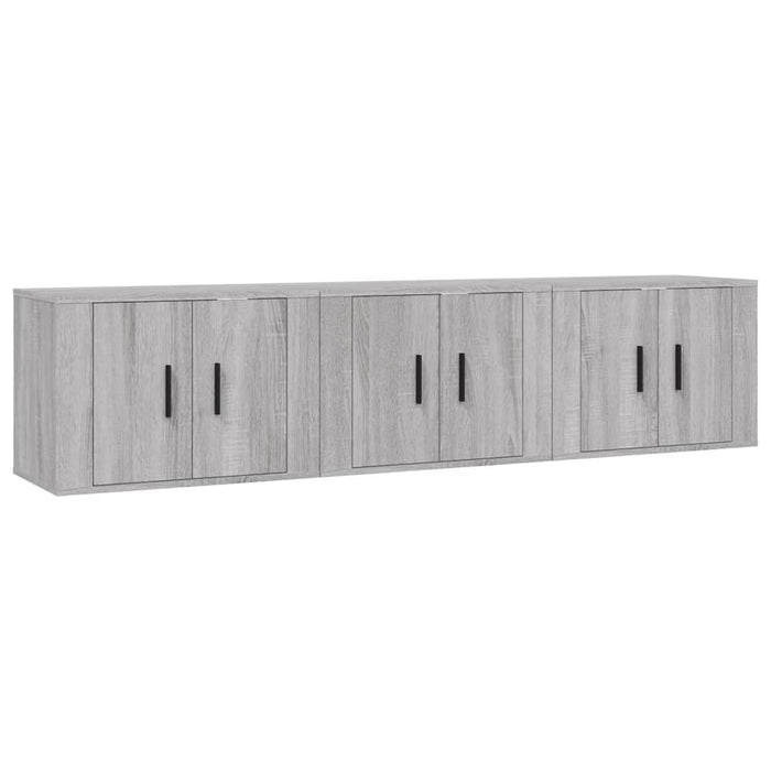 Dulapuri TV montate pe perete, 3 buc., gri sonoma 57x34,5x40 cm - WALTI WALTI