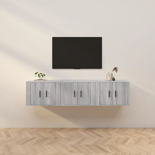 Dulapuri TV montate pe perete, 3 buc., gri sonoma 57x34,5x40 cm - WALTI WALTI