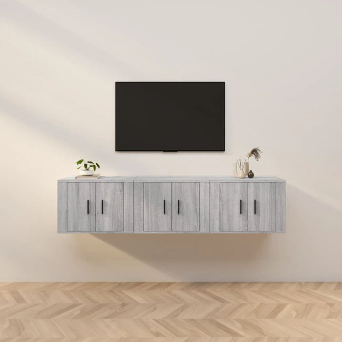 Dulapuri TV montate pe perete, 3 buc., gri sonoma 57x34,5x40 cm - WALTI WALTI