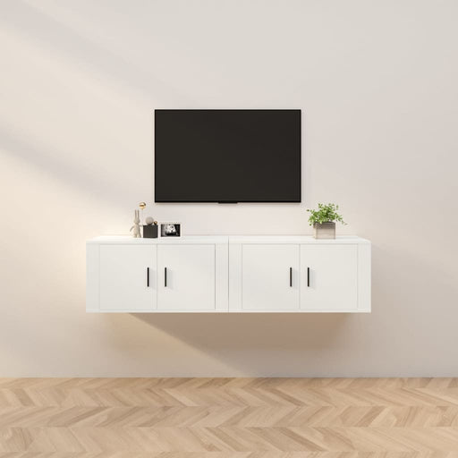 Dulapuri TV montate pe perete, 2 buc., alb, 80x34,5x40 cm - WALTI WALTI