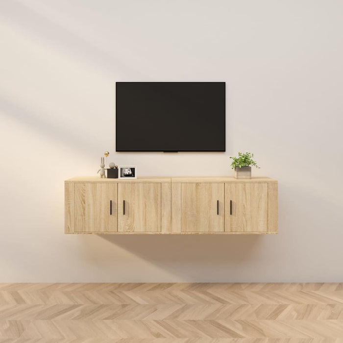 Dulapuri TV montate pe perete 2 buc stejar sonoma 80x34,5x40 cm - WALTI WALTI