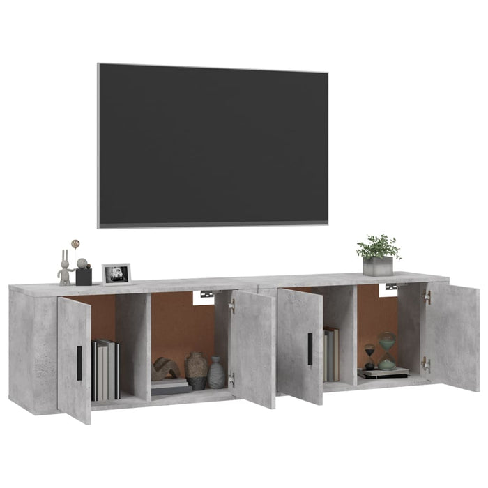 Dulapuri TV montate pe perete, 2 buc., gri beton, 80x34,5x40 cm - WALTI WALTI