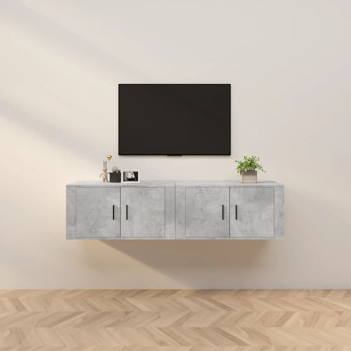 Dulapuri TV montate pe perete, 2 buc., gri beton, 80x34,5x40 cm - WALTI WALTI