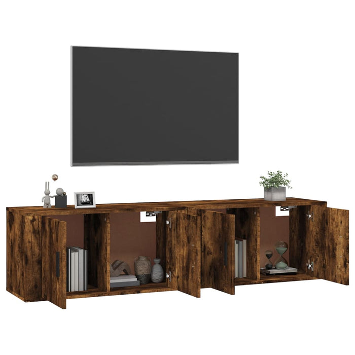 Dulapuri TV montate pe perete 2 buc stejar afumat, 80x34,5x40cm - WALTI WALTI