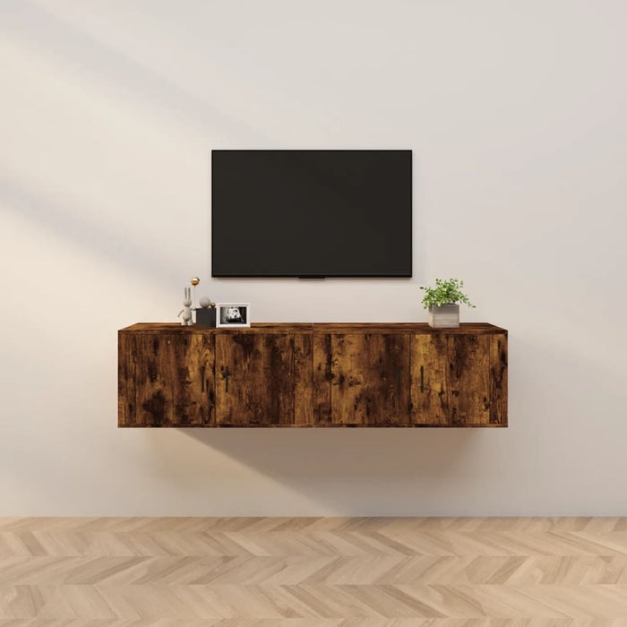 Dulapuri TV montate pe perete 2 buc stejar afumat, 80x34,5x40cm - WALTI WALTI