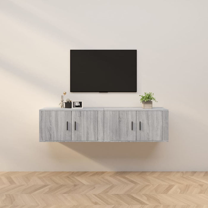 Dulapuri TV montate pe perete 2 buc., gri sonoma, 80x34,5x40 cm - WALTI WALTI