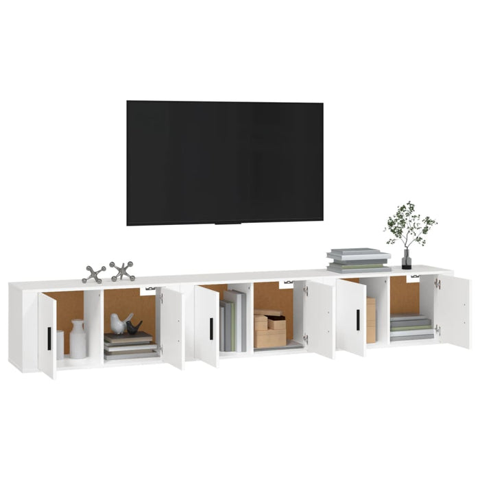 Dulapuri TV montate pe perete, 3 buc., alb, 80x34,5x40 cm - WALTI WALTI