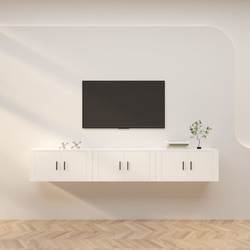 Dulapuri TV montate pe perete, 3 buc., alb, 80x34,5x40 cm - WALTI WALTI