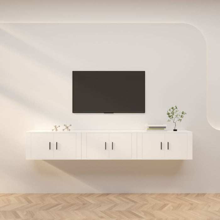 Dulapuri TV montate pe perete, 3 buc., alb, 80x34,5x40 cm - WALTI WALTI