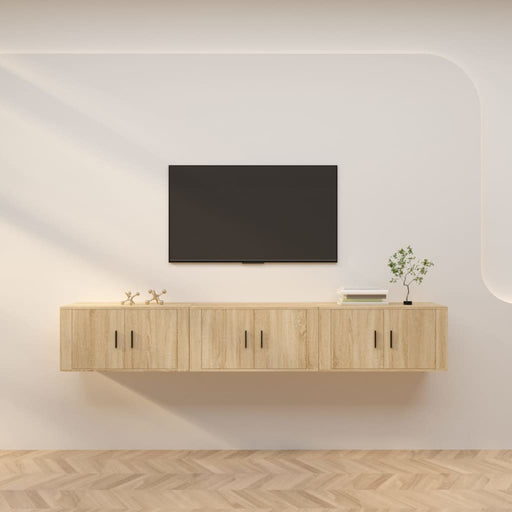 Dulapuri TV montate pe perete 3 buc stejar sonoma 80x34,5x40 cm - WALTI WALTI