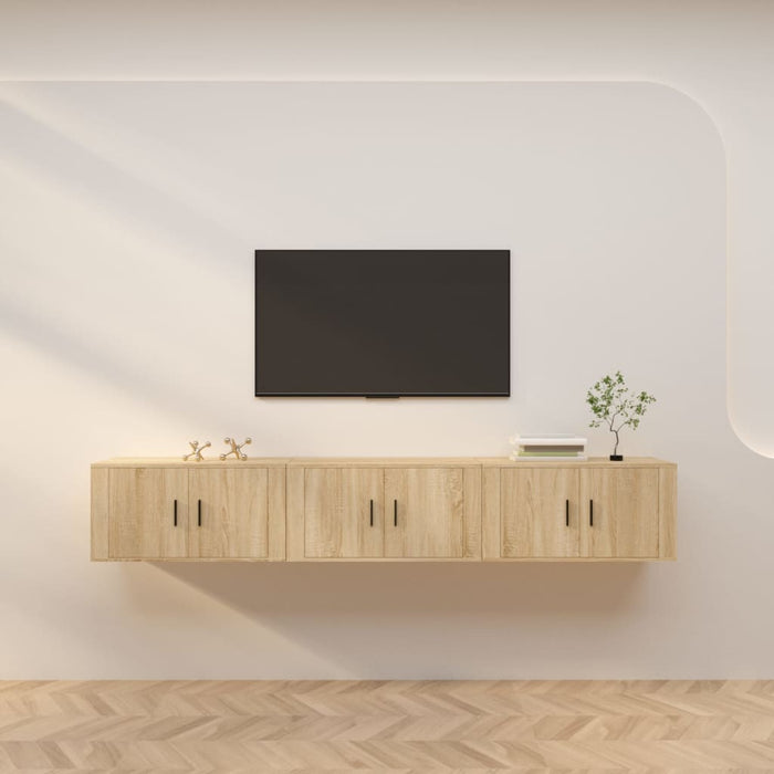 Dulapuri TV montate pe perete 3 buc stejar sonoma 80x34,5x40 cm - WALTI WALTI
