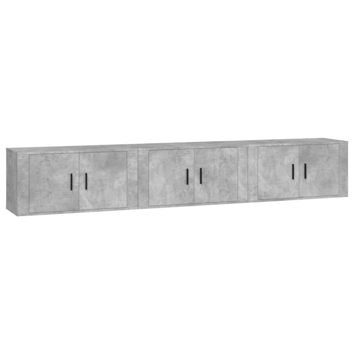 Dulapuri TV montate pe perete, 3 buc., gri beton, 80x34,5x40 cm - WALTI WALTI