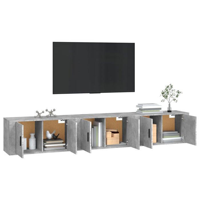 Dulapuri TV montate pe perete, 3 buc., gri beton, 80x34,5x40 cm - WALTI WALTI