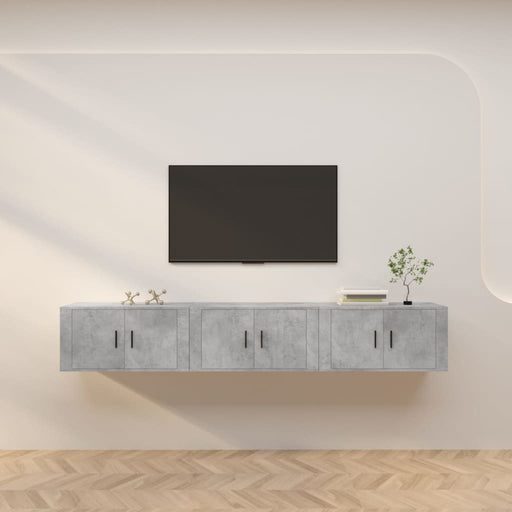 Dulapuri TV montate pe perete, 3 buc., gri beton, 80x34,5x40 cm - WALTI WALTI