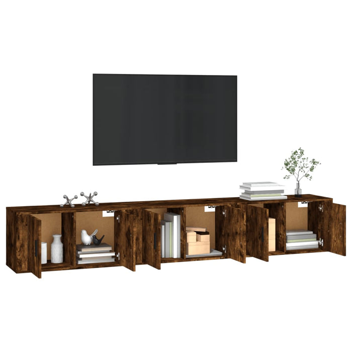 Dulapuri TV montate pe perete 3 buc. stejar afumat 80x34,5x40cm - WALTI WALTI
