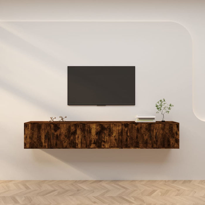 Dulapuri TV montate pe perete 3 buc. stejar afumat 80x34,5x40cm - WALTI WALTI