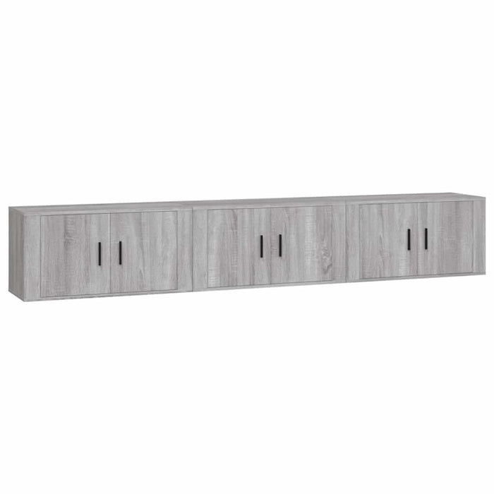 Dulapuri TV montate pe perete, 3 buc., gri sonoma, 80x34,5x40cm - WALTI WALTI