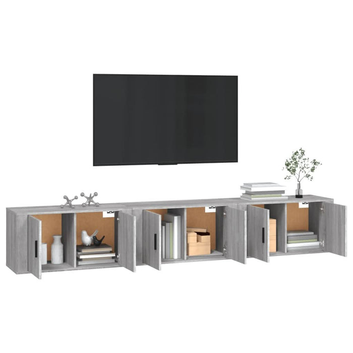 Dulapuri TV montate pe perete, 3 buc., gri sonoma, 80x34,5x40cm - WALTI WALTI