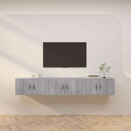 Dulapuri TV montate pe perete, 3 buc., gri sonoma, 80x34,5x40cm - WALTI WALTI