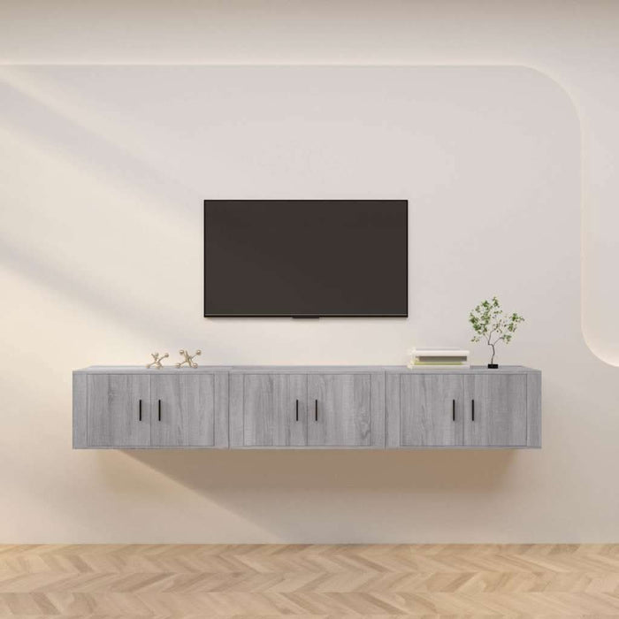 Dulapuri TV montate pe perete, 3 buc., gri sonoma, 80x34,5x40cm - WALTI WALTI