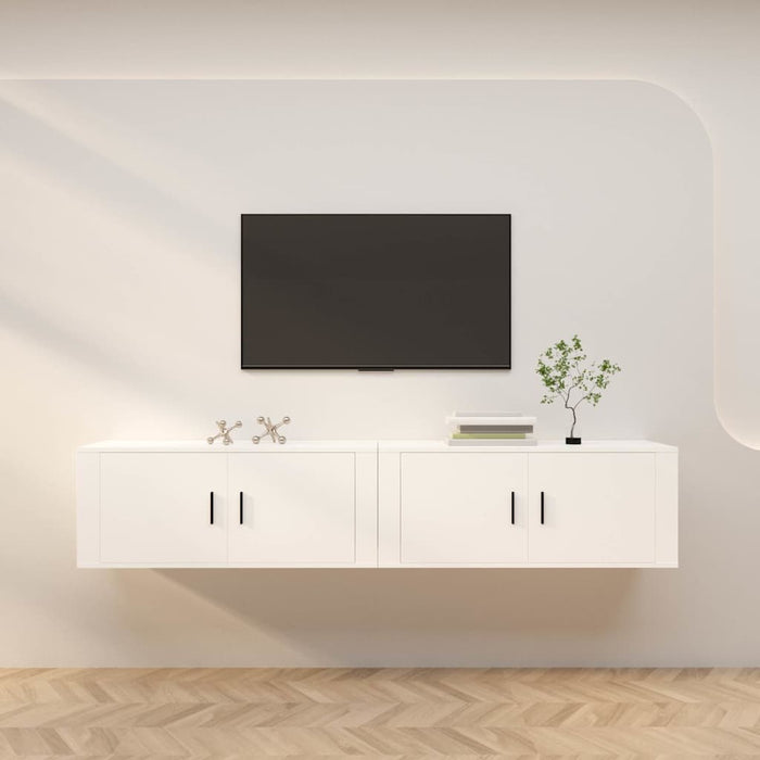Dulapuri TV montate pe perete, 2 buc., alb, 100x34,5x40 cm - WALTI WALTI