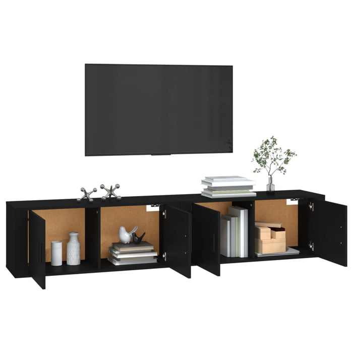 Dulapuri TV montate pe perete, 2 buc., negru, 100x34,5x40 cm WALTI