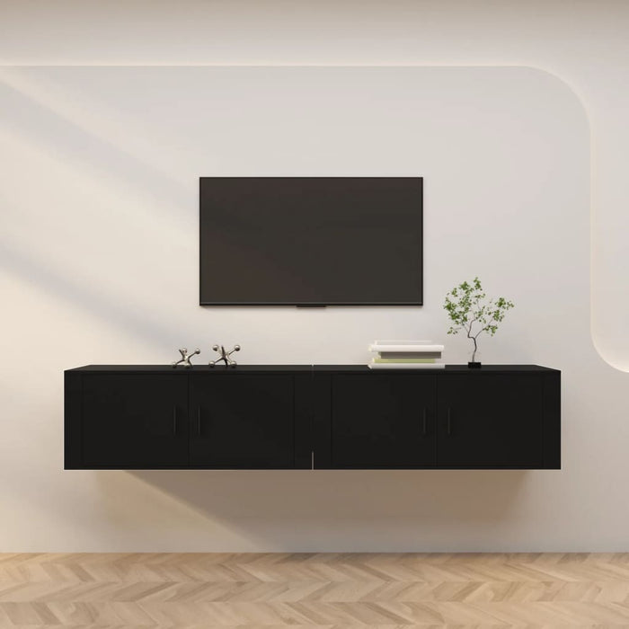 Dulapuri TV montate pe perete, 2 buc., negru, 100x34,5x40 cm WALTI
