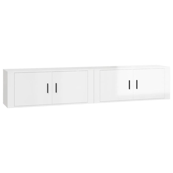 Dulapuri TV montate perete 2 buc. alb extralucios 100x34,5x40cm WALTI