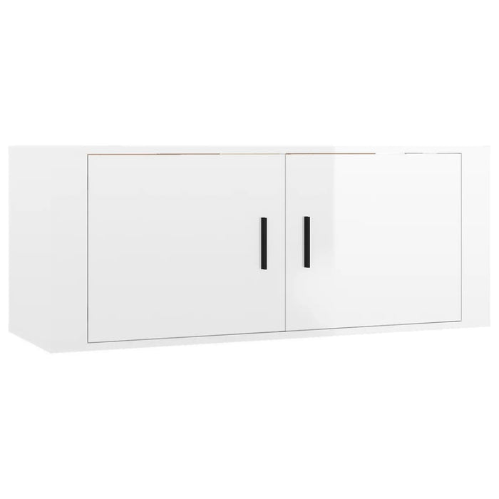 Dulapuri TV montate perete 2 buc. alb extralucios 100x34,5x40cm WALTI