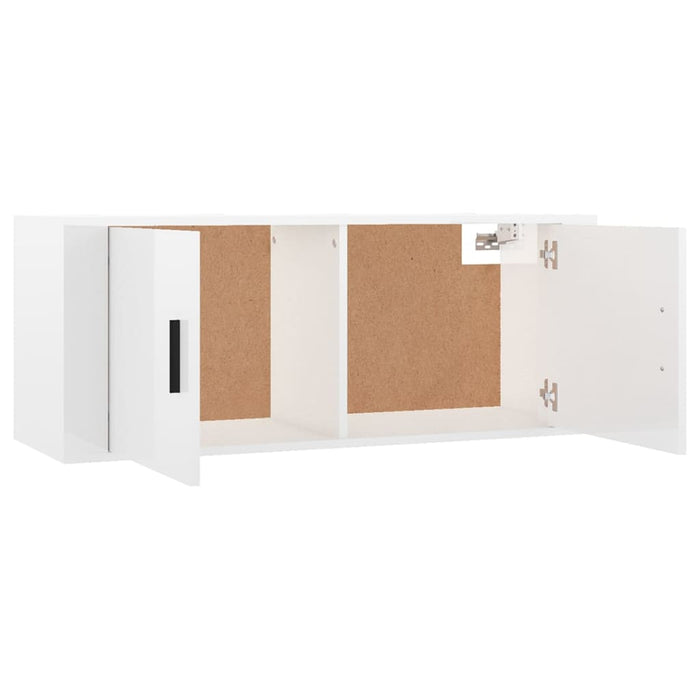 Dulapuri TV montate perete 2 buc. alb extralucios 100x34,5x40cm WALTI