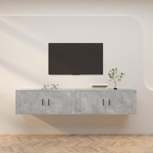 Dulapuri TV montate pe perete, 2 buc., gri beton, 100x34,5x40cm - WALTI WALTI