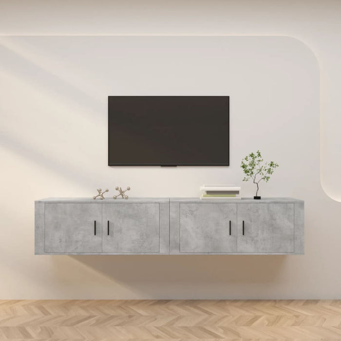 Dulapuri TV montate pe perete, 2 buc., gri beton, 100x34,5x40cm - WALTI WALTI
