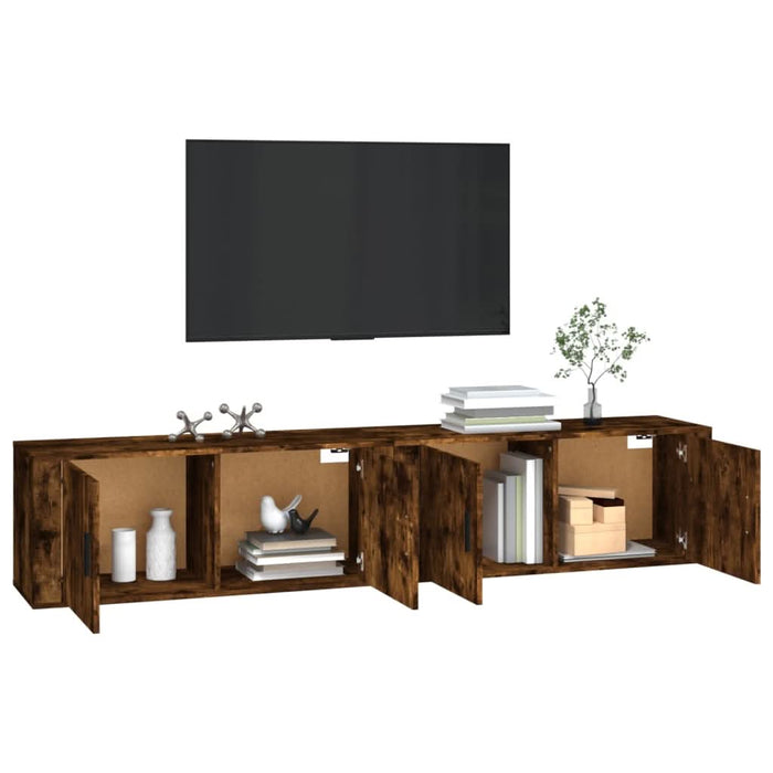 Dulapuri TV montate pe perete 2 buc stejar afumat 100x34,5x40cm - WALTI WALTI