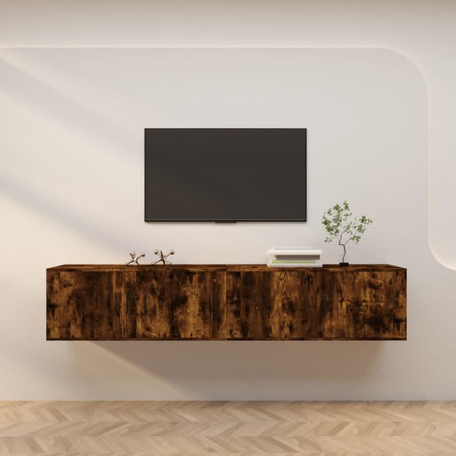 Dulapuri TV montate pe perete 2 buc stejar afumat 100x34,5x40cm - WALTI WALTI