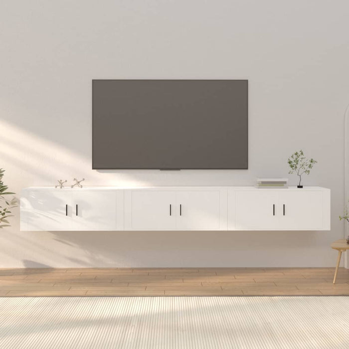 Dulapuri TV montate pe perete, 3 buc., alb, 100x34,5x40 cm WALTI
