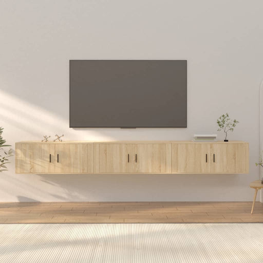 Dulapuri TV montate pe perete 3 buc stejar sonoma 100x34,5x40cm - WALTI WALTI