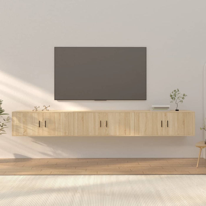 Dulapuri TV montate pe perete 3 buc stejar sonoma 100x34,5x40cm - WALTI WALTI