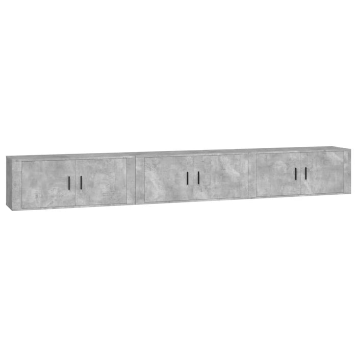 Dulapuri TV montate pe perete, 3 buc., gri beton, 100x34,5x40cm - WALTI WALTI