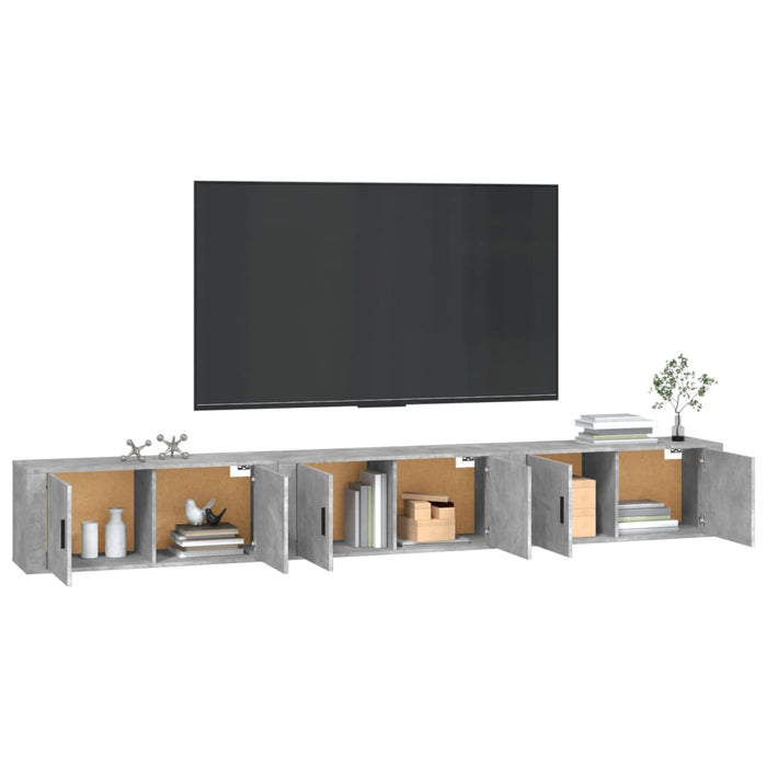 Dulapuri TV montate pe perete, 3 buc., gri beton, 100x34,5x40cm - WALTI WALTI
