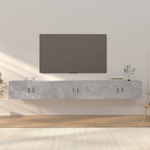 Dulapuri TV montate pe perete, 3 buc., gri beton, 100x34,5x40cm - WALTI WALTI