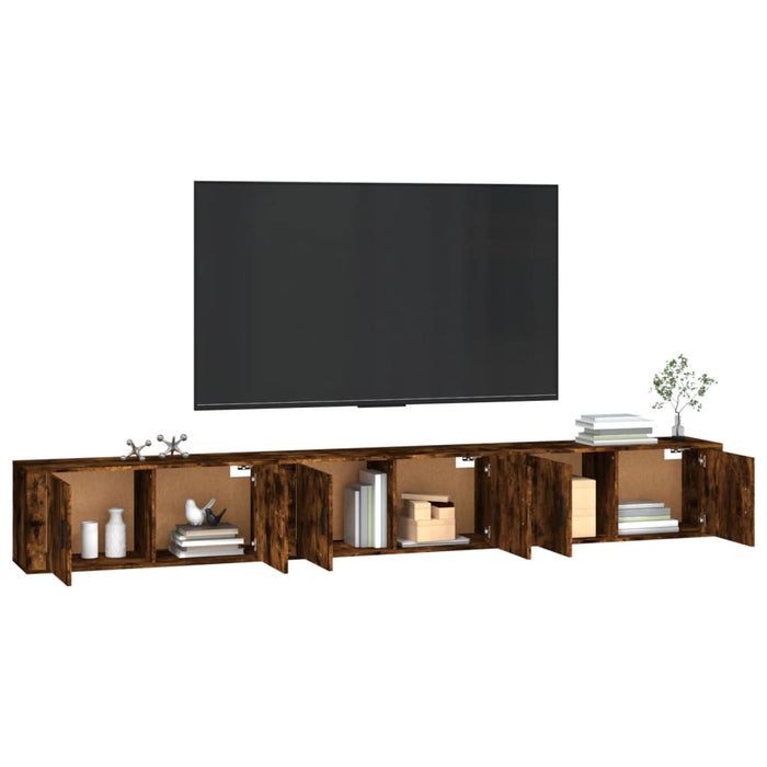 Dulapuri TV montate pe perete 3 buc stejar afumat 100x34,5x40cm - WALTI WALTI