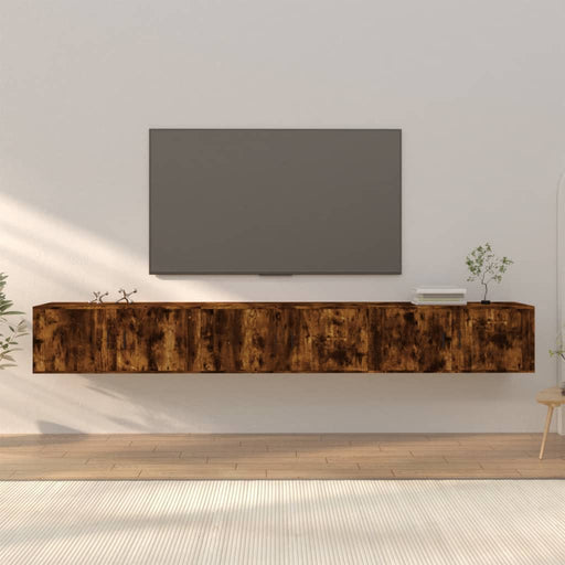 Dulapuri TV montate pe perete 3 buc stejar afumat 100x34,5x40cm - WALTI WALTI