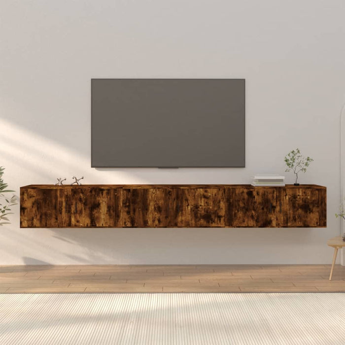 Dulapuri TV montate pe perete 3 buc stejar afumat 100x34,5x40cm - WALTI WALTI
