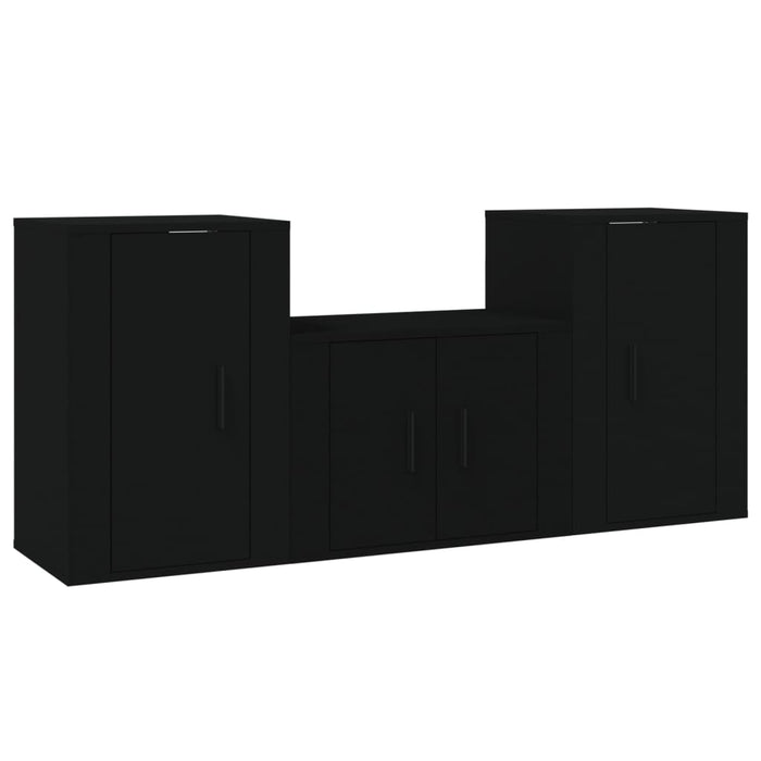 Set dulapuri TV, 3 piese, negru, lemn prelucrat WALTI