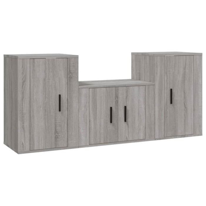 Set dulap TV, 3 piese, gri sonoma, lemn prelucrat - WALTI WALTI